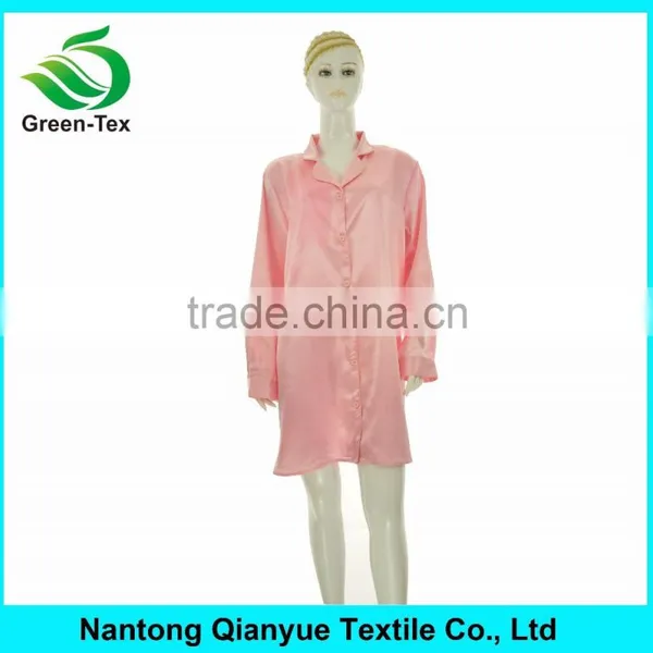 Pink Sexy Silk Satin Women Nightshirts