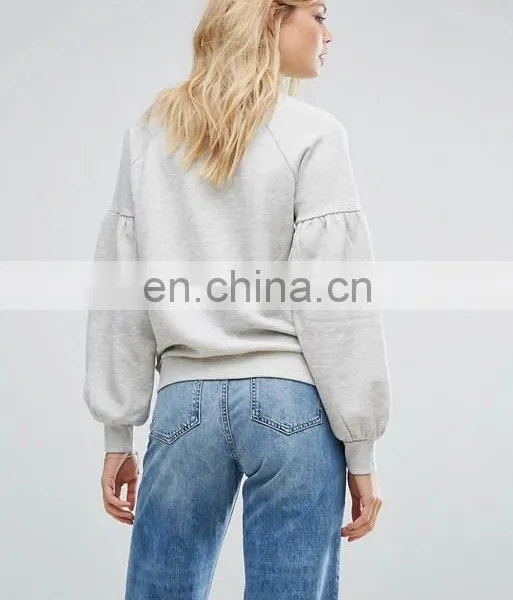 OEM Factory High Quality Cheap Price Crew Neck Sweatshirt Balloon Sleeve Sweatshirt photo-2