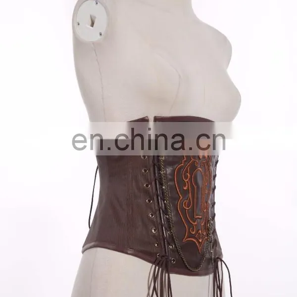 Steampunk Soft Bone Corset With Key-hole Patch and Bronze Key Pendant photo-2