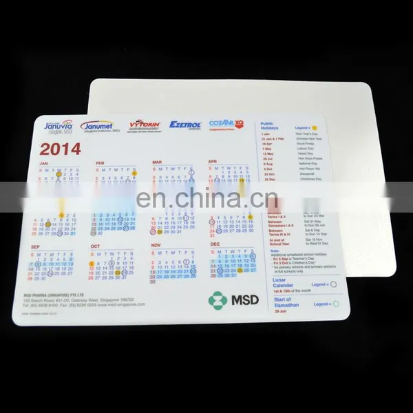 Custom Calendar Design Printed Ultra Thin Round Corners Game Mouse Pad photo-4