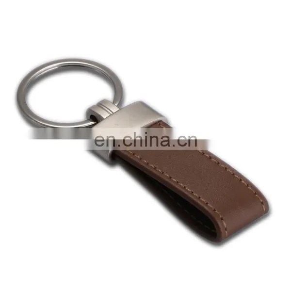 New Fashion Brown Leather Strap Metal Keychain photo-2