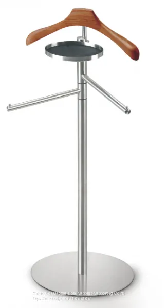 Stainless Steel Base High-Grade Beech Wooden Coat Rack Stand photo-4
