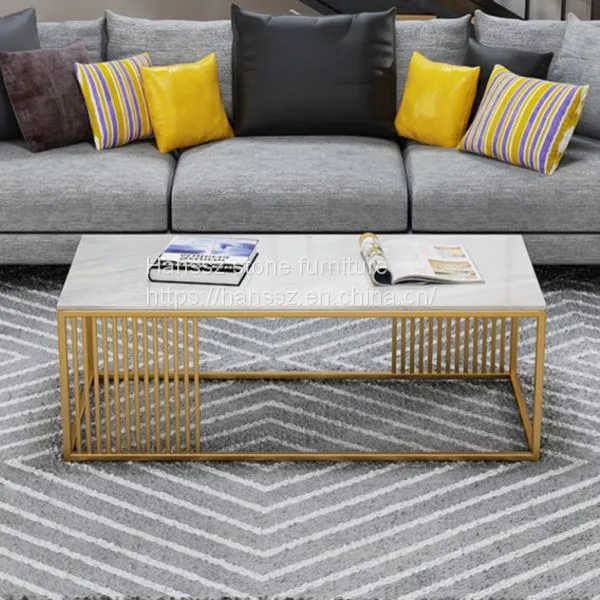 Hot Product Square White Marble Table Top Expanding Table Furniture With Gold Frame photo-3