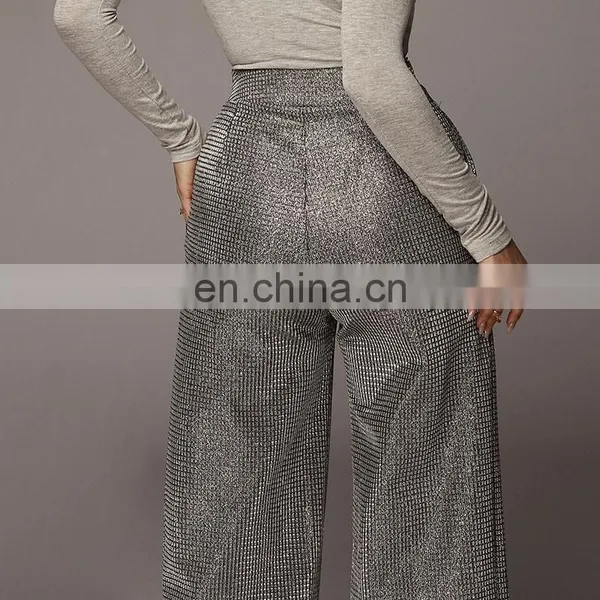 LAITE TR2016 Women Fashion Small Square Sequins Pants Ladies High Waist Bright Broad Foot Sexy Trousers Women Trousers photo-6