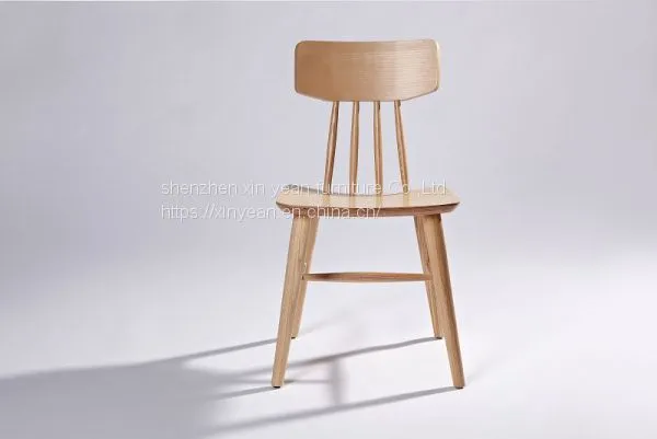 Simple Style Walnut Veneer Solid Wood Dining Chair
