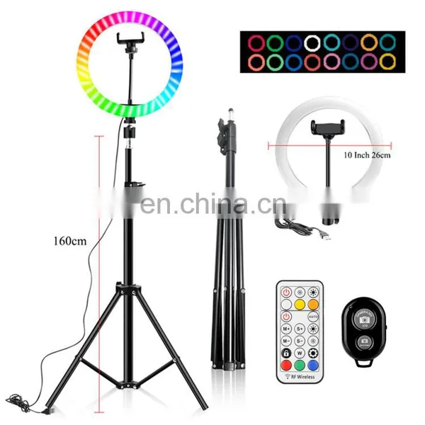 10 Inch Portable Flash Led Camera Phone Selfie Photographic Color Desktop RGB Ring Light With Tripod Stand photo-4