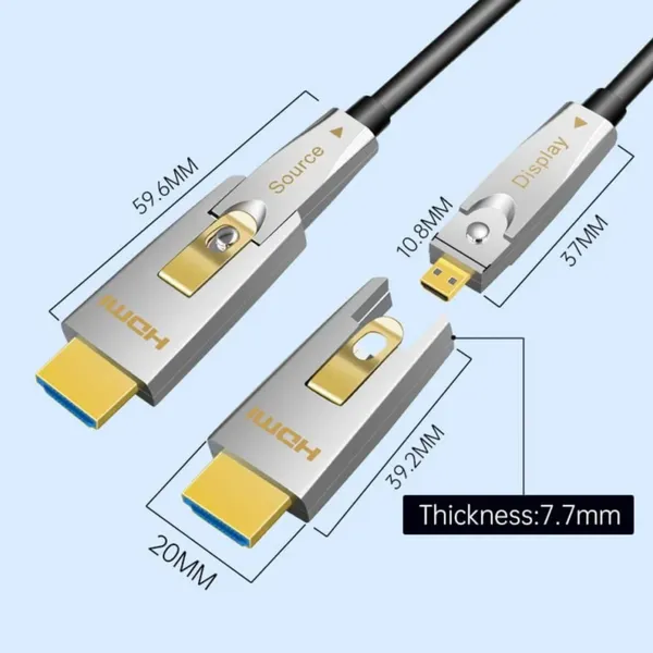 8K HDMI2.1 Fiber Optic Cable-Detachable-Latching-LED Indication,DM-Angled DM,48Gbps 4K/120Hz photo-4