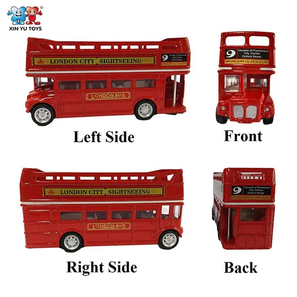 XINYU London Bus Diecast Cars 1:36 Scale Model Metal Vehicle Toys photo-4