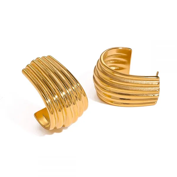 Fashion Water Drop Design Stainless Steel Vacuum Earrings for Women Wholesale photo-3