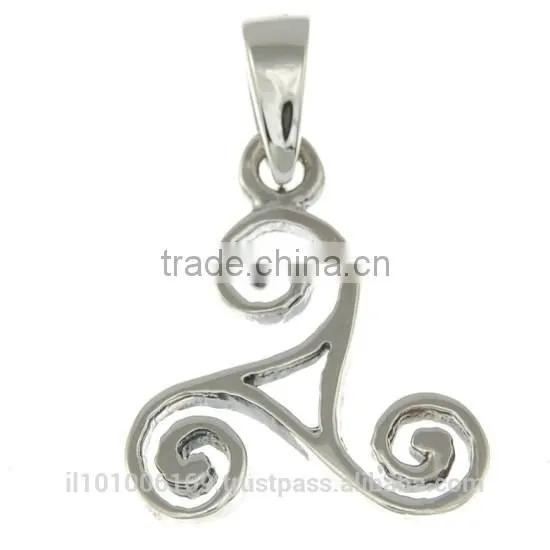 Tiny Silver Celtic Triskele Triple Spiral Pendant, Pn135 photo-2