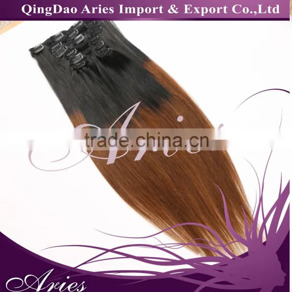 120gram Brazilian Hair Clip-In Human Hair Weft Ombre Color Hair Extension photo-3
