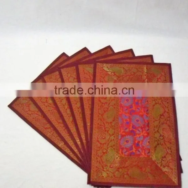 Indian Silk Table Runner With Placemats and Coaster in Maroon Color Size 16*62 photo-3