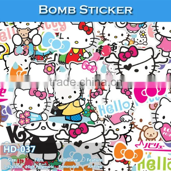 HD-041 CARLIKE Air Bubble Free Decorative Car Vinyl Hello Kitty Bomb Sticker photo-6
