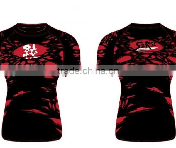 Custom Design Men's Short Sleeve MMA Rashguard BJJ Rashguard Sublimation