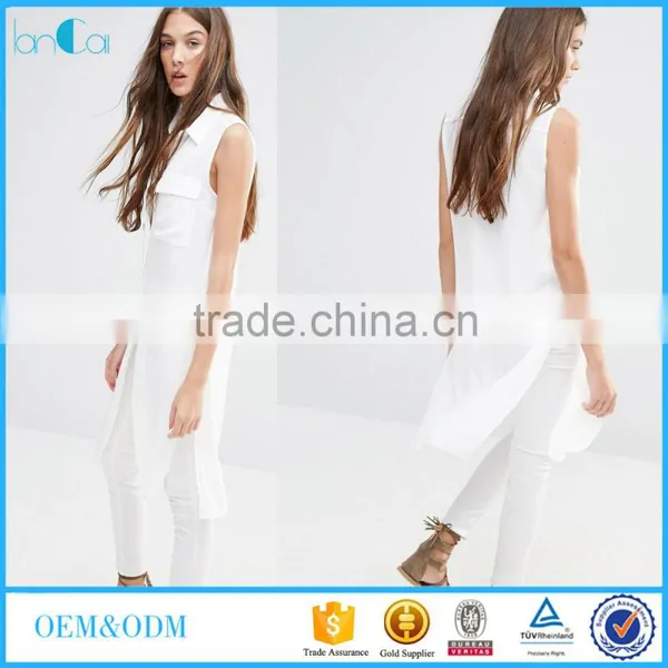 Latest New Fashion Women Tunic Tops Longline Side Split Women Tunic