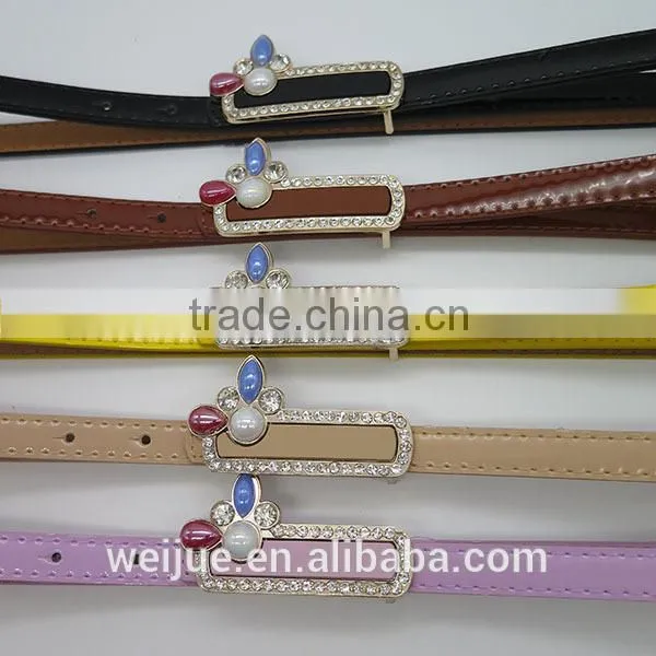 Lady's Fashion Colorful Skinny Belt With Diamond for Dress photo-2