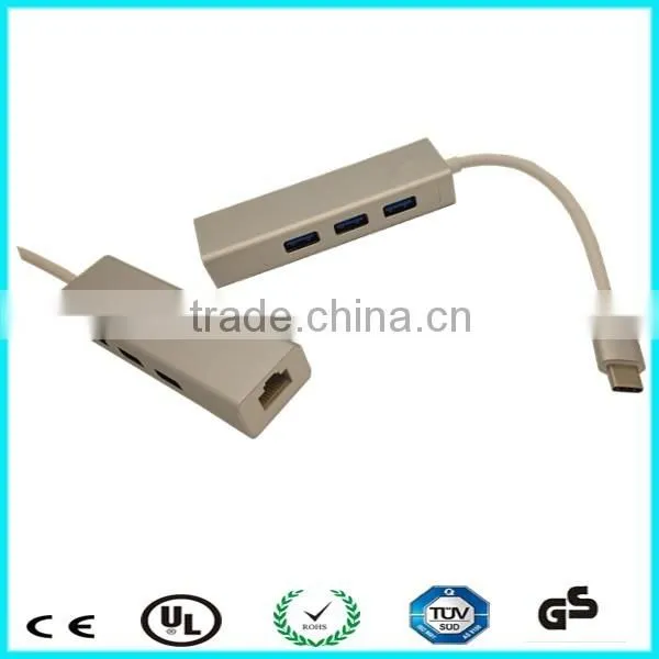 Silver Casing USB 3.1 USB-C to 3-Port USB 3.0 Hub With Ethernet Adapter photo-4