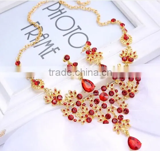 2016 Fashionable Women Bridal Wedding Party Prom Rhinestone Necklace Earrings Jewelry Set photo-6