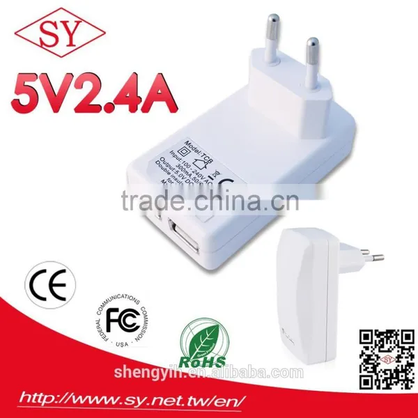 SY D2 5V/2.4A 2 USB Port Travel Charger US/EU Plug Usb Travel Charger Wall Charger CE Rohs