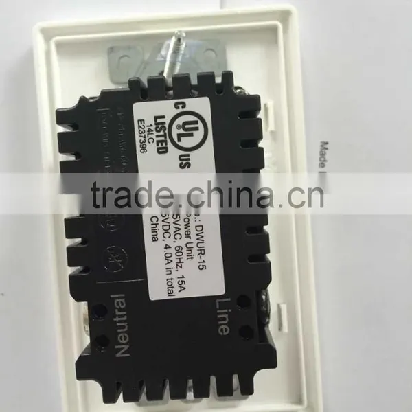 2.1A 5VDC IN WALL Dual USB Charger With Duplex 20A Tamper Resistant Receptacle in White photo-2