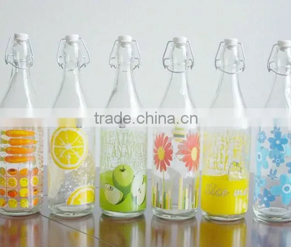 Glass Bottle With Decal Decorating