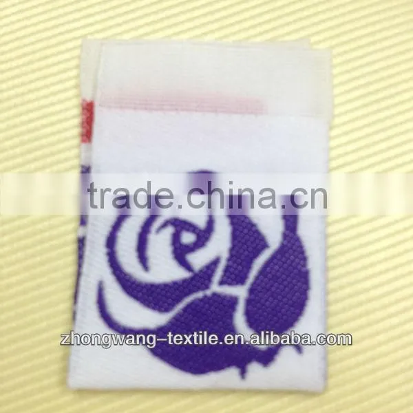 Elegant Blue Rose Woven Center Fold Label for Garment
