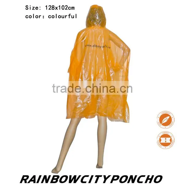 PE Rainponcho Orange Color Within Paper Card in the Packing Zipper Bag photo-5