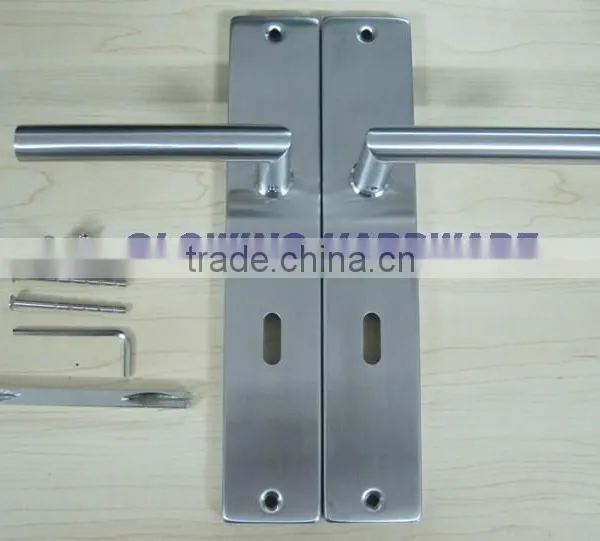 Stainless Steel Door Handle With Plate / Door Lever Handle on Plate / Long Plate Door Handle