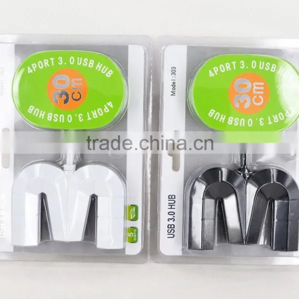 4 Port the Shape of 3 Font USB 3.0 HUB for Windows 95/98/2000/2003/ME/XP/Vista or Mac OS 8.1/Windows7 photo-4
