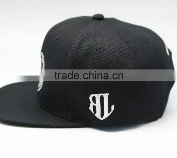 Black Flat Visor Snap Back Cap Free Snapback Hat Wholesale in China photo-3