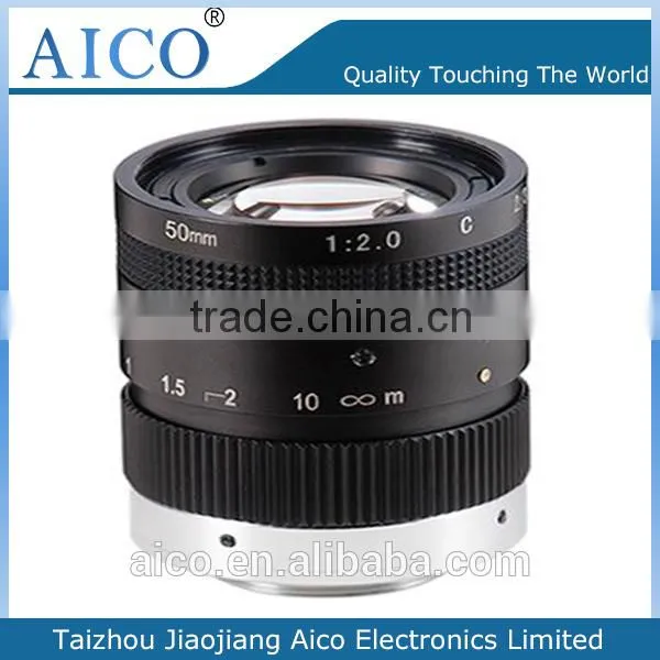 cn AICO 2/3 Inch Manual Type Low Distortion Fixed Focus 5mp 50mm F2.0 C-mount Lens