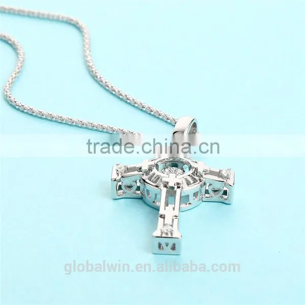 Dancing Gemstone Cross Necklace Clever Filigree Pendant 925 Sterling Silver Necklace Jewelry Necklace For Woman photo-4