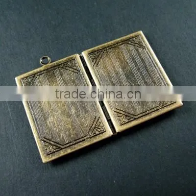 27x35mm Big Brass Bronze Vintage Antique Square Book Photo Locket 1191027 photo-3