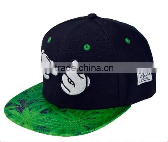 Cotton 6 Panel Baseball Cap Black Printed Logo Flat Two Tone Snapback Caps photo-6