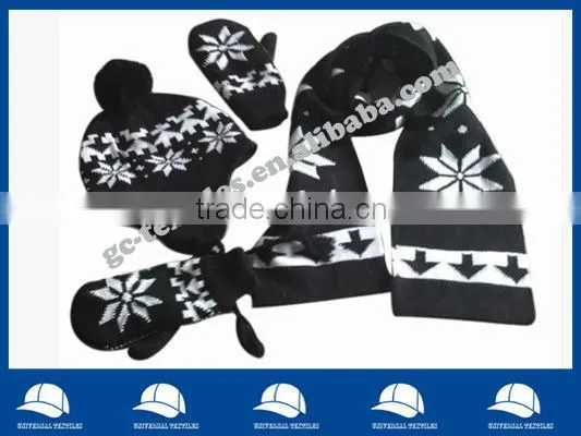 Jacquard glove,scarf,hat set