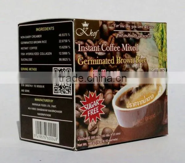 Natural Product Thai Tastes Instant Coffee Mixed Gaba Rice Sugar Free Plus Collagen