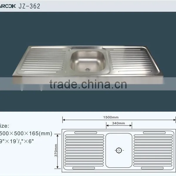 Stainless Steel Kitchen Sink JZ-362 150X50X16CM Hot Sale Sinks photo-2