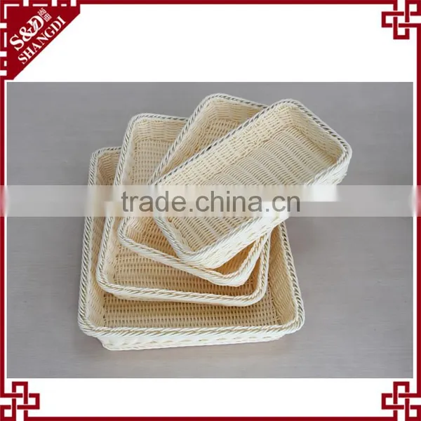 High Quality Plastic Rattan Rectangle Shape Widely Use Food Basket Suit photo-3