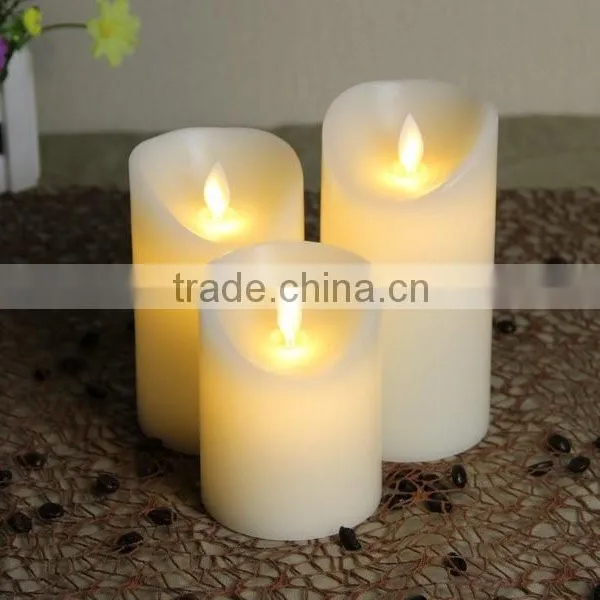 3pcs Flamless Moving Wick Real Wax Candles Led Paraffin Pillar Yellow Flickering Candles Led Flameless Candles photo-3