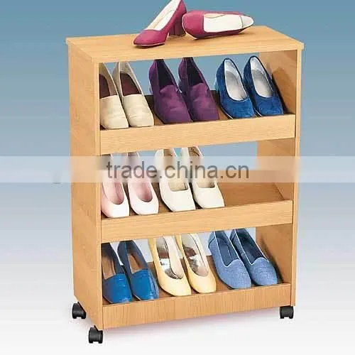 New Design Wooden Rolling Shoe Cart for Wholesale