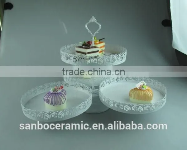 New Design Round & Square 3 PCS Plates One Layer Metal Wedding Cake Stand Wholesale photo-2