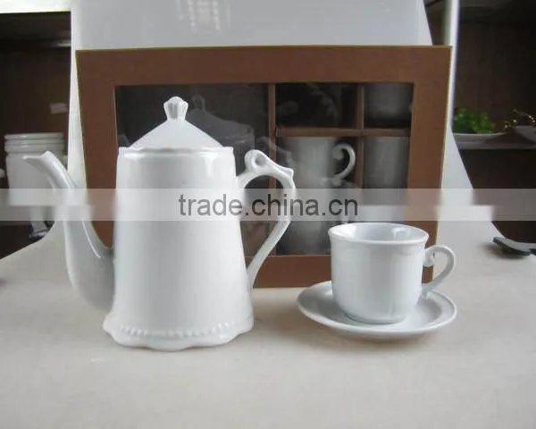 Plain White Ceramic Tea Set Coffee Cup Set Porcelain With Gift Box photo-2