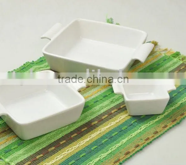 Square porcelain bakeware set, bakeware with handles