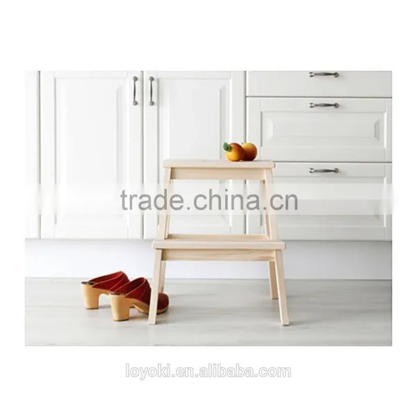 Home Indoor Solidwood Step Stool Beech Wood 2 Tier Ladder Step photo-2