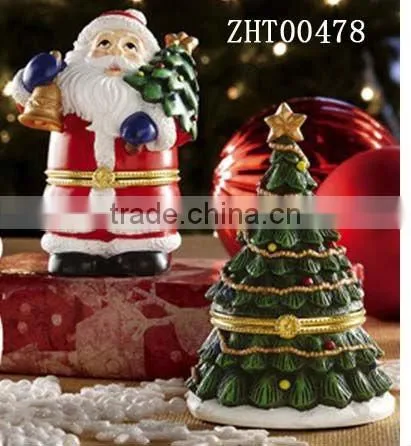 Christmas Tree and Snowman Collectible Christmas Trinket Boxes