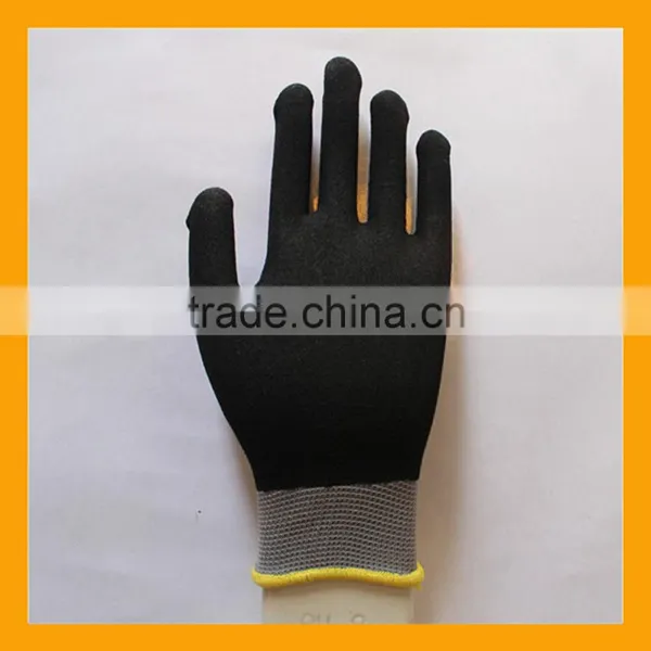 15G Seamless Nylon Shell Fully Dipped Sandy Nitrile Gloves photo-2