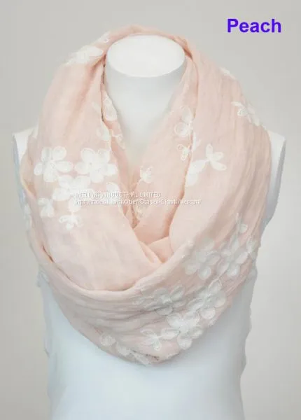Soft Floral Print Infinity Loop Circle Scarf China Factory photo-3
