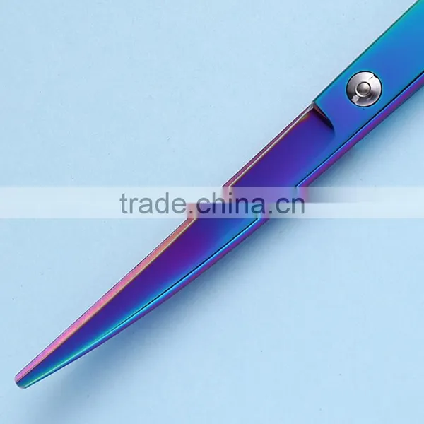 CS-65JQ 6.5inch Rainbow Color Downward Curved Ergonomic Handle Pet Grooming Professional Hair Cutting Scissors photo-2