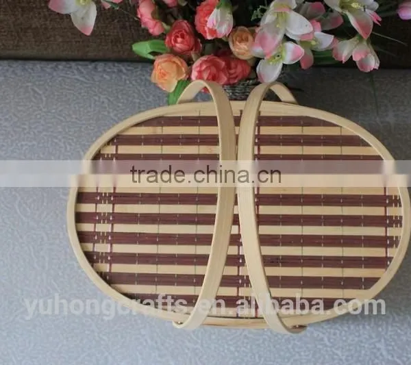 Storage Bamboo Basket With Handle For Picnic photo-2