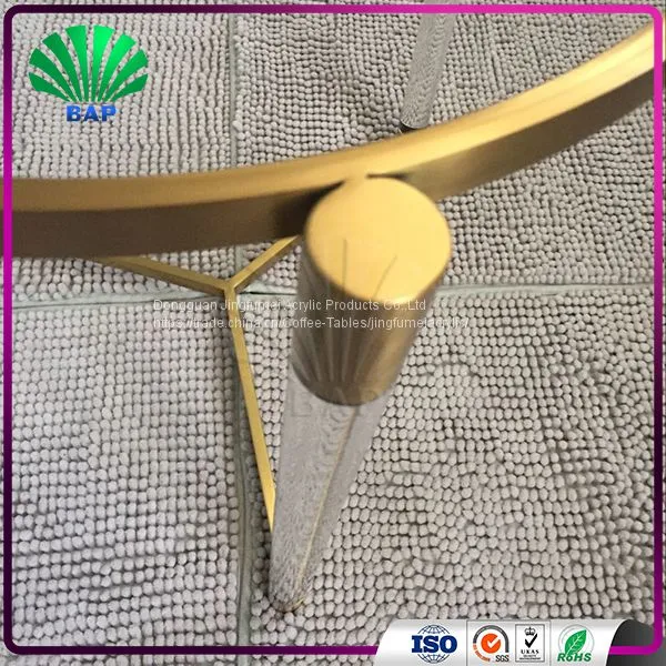 Clear Acrylic Round Coffee Table Living Room Center Tea Table Gold Metal Design photo-2